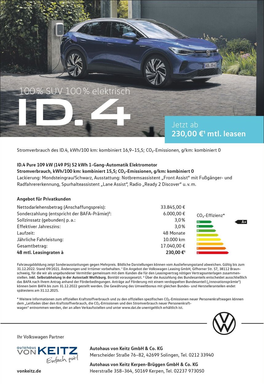 Privat VW ID.4 Pure Elektromotor