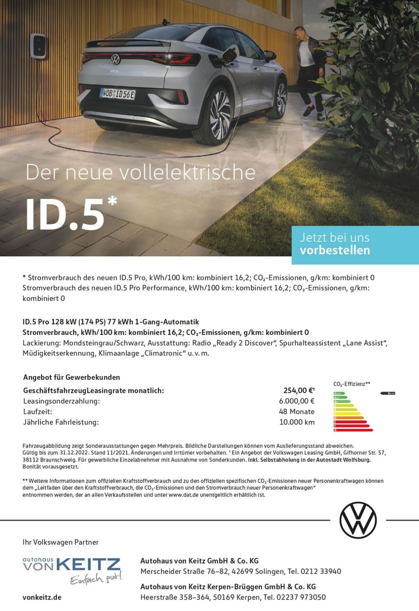 Gewerbe VW der neue vollelektrische ID.5