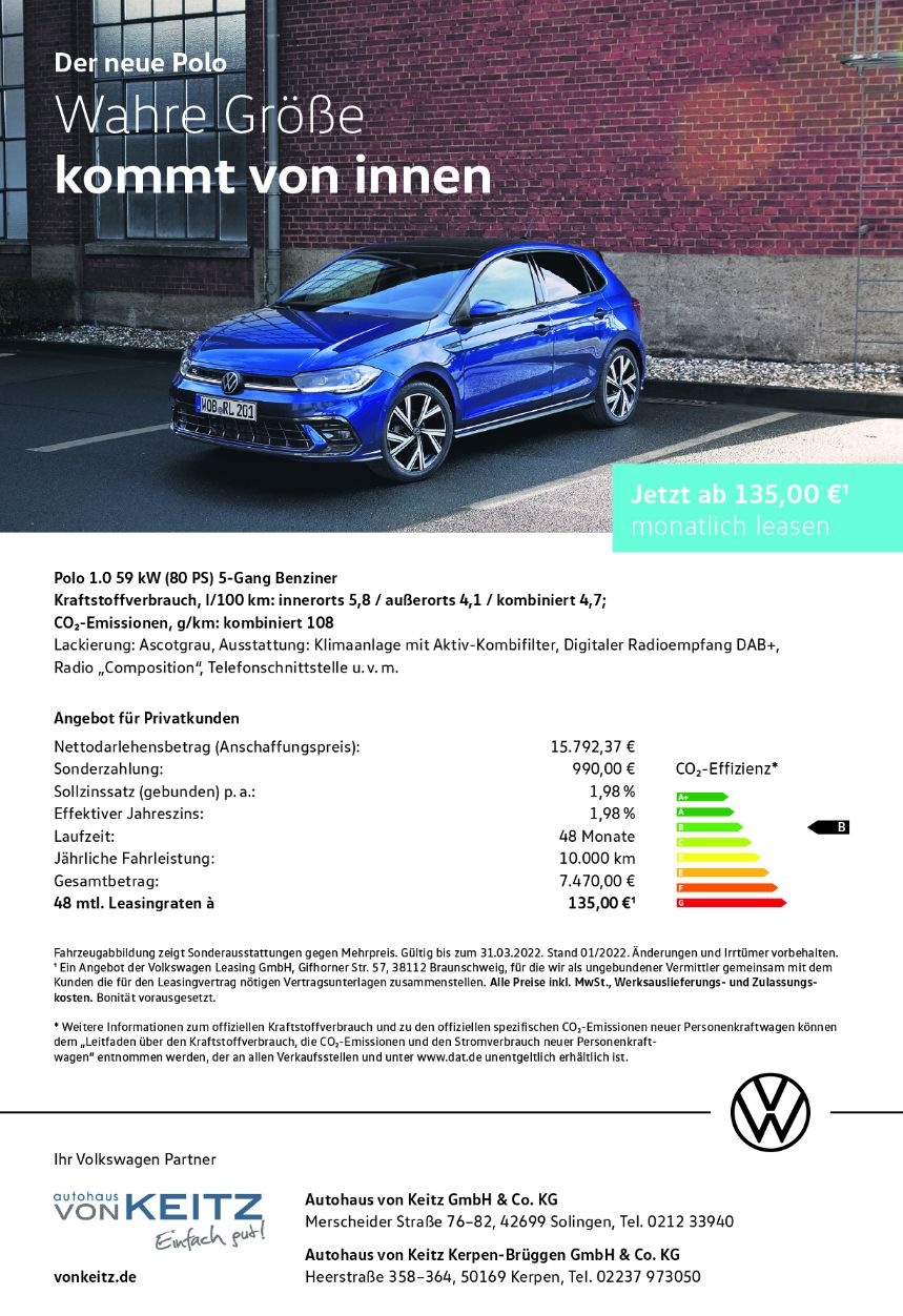 Privat VW der neue Polo 1.0