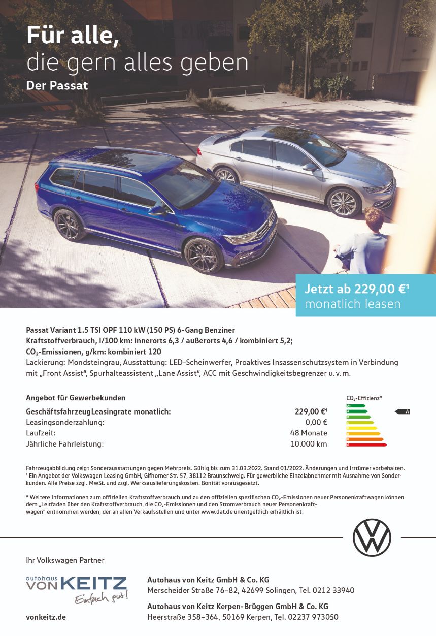 Gewerbe VW Passat Variant 1.5 TSI OPF
