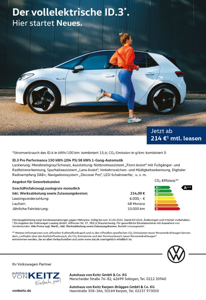 VW Gewerbe Vollelektrisch ID.3