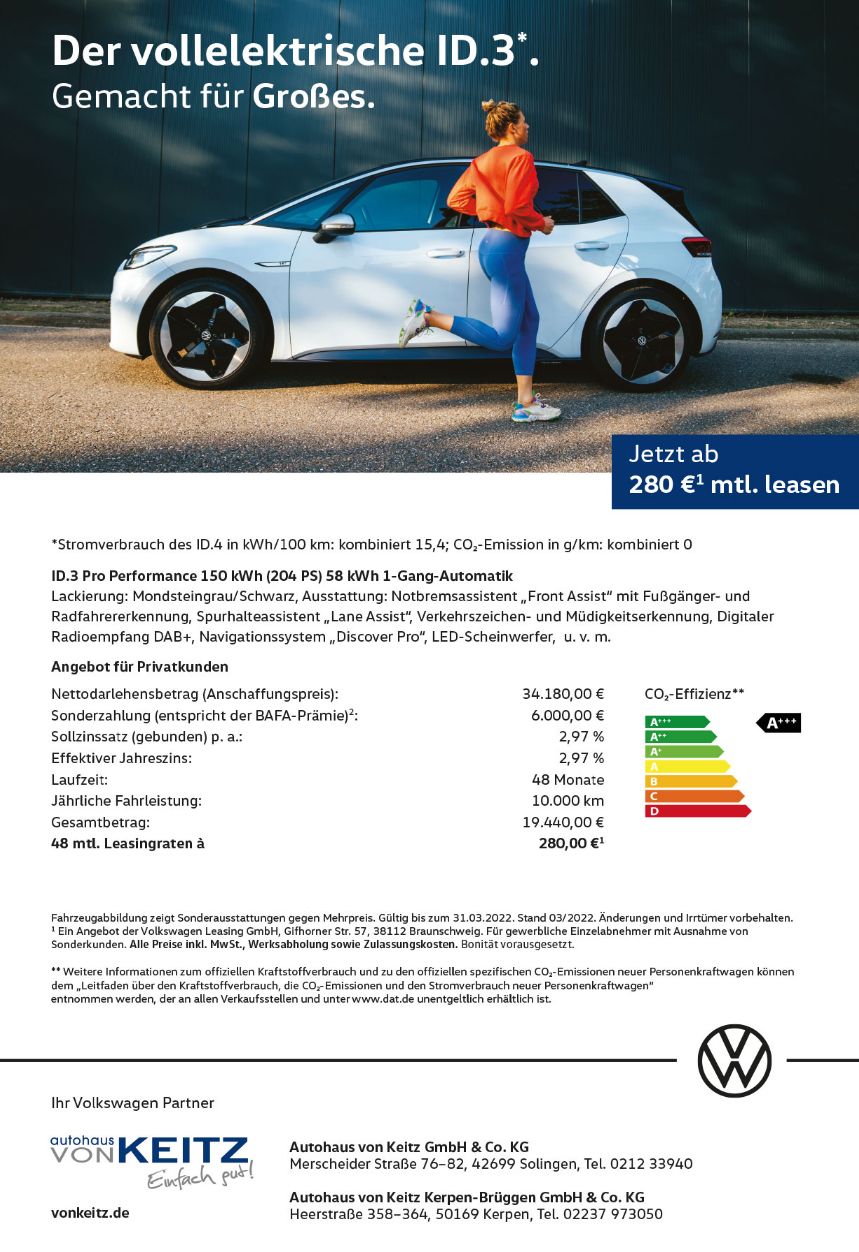 Privat VW ID.3 Pro Performance vollelektrisch