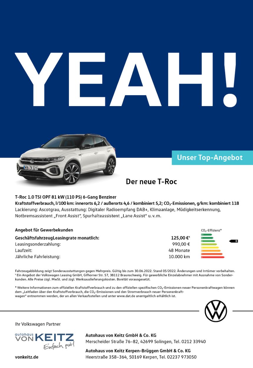 Gewerbe VW  Der neue T-Roc Benziner