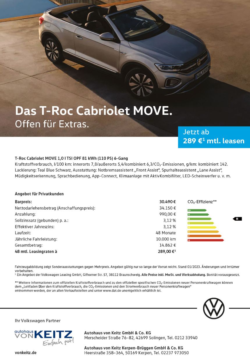 Privat VW T-Roc Cabriolet Move  von keitz